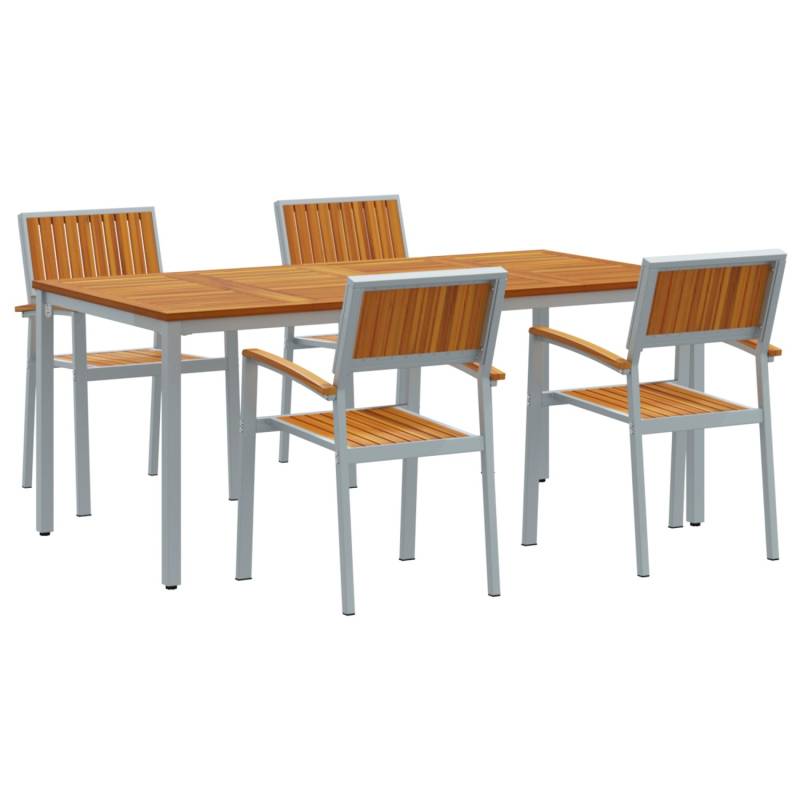 vidaXL 5-Teiliges Gartentischset aus Solidem Akazienholz und Metall 3284425 von VIDAXL