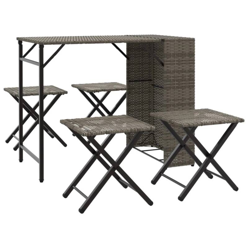 vidaXL 5-Tlg Garten-Essgruppe Klappbar Grau Poly Rattan 365946 vidaXL 5-Tlg Garten-Essgruppe Klappbar Grau Poly Rattan 365946 von VIDAXL