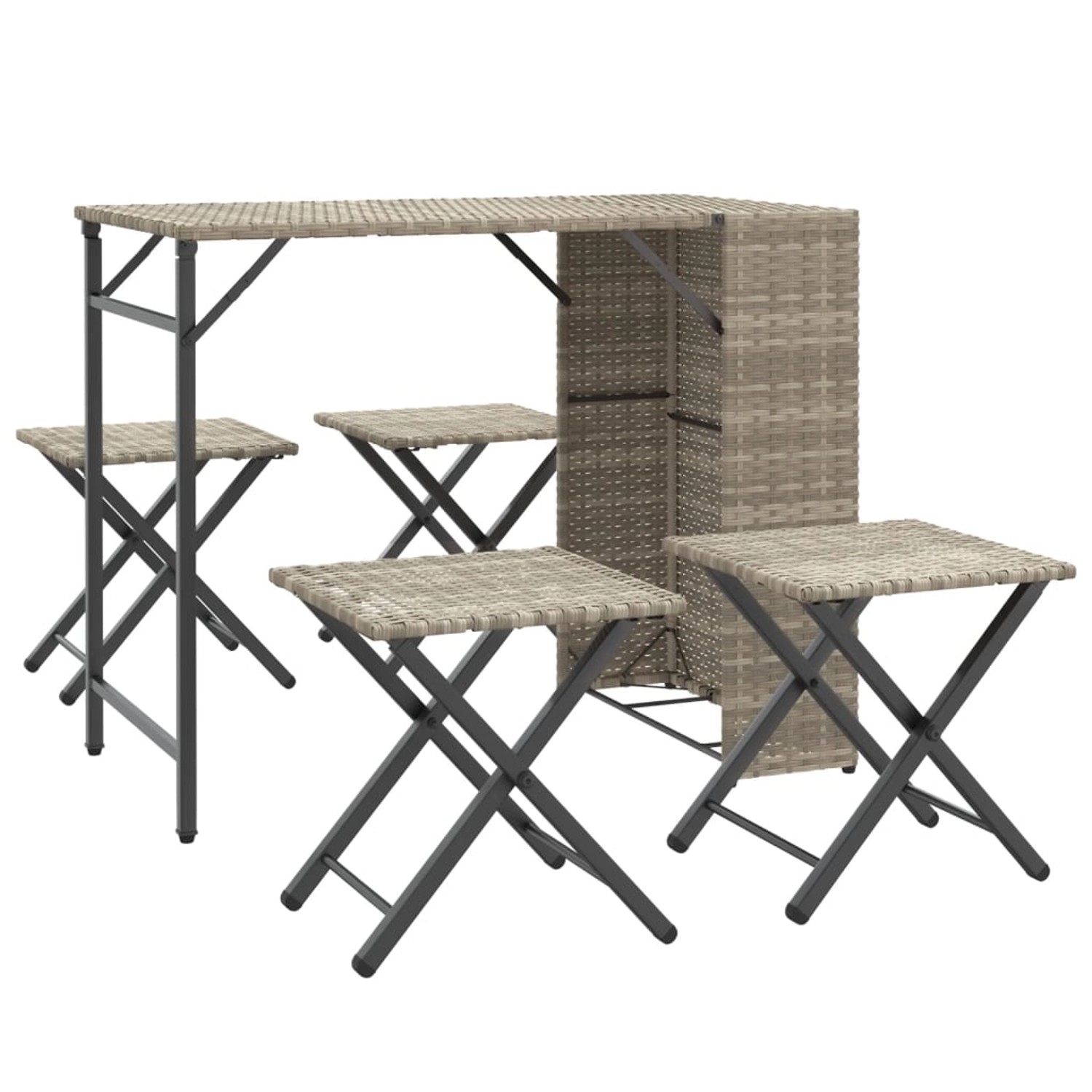 vidaXL 5-Tlg Garten-Essgruppe Klappbar Hellgrau Poly Rattan 365948 vidaXL 5-Tlg Garten-Essgruppe Klappbar Hellgrau Poly Rattan 365948 von VIDAXL