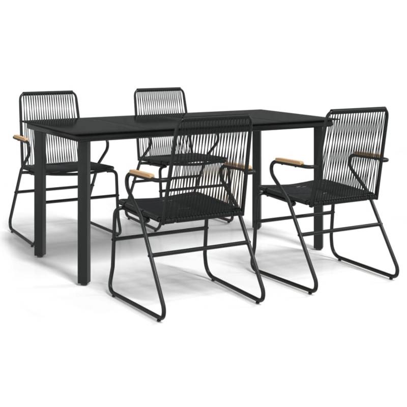 vidaXL 5-Tlg Garten-Essgruppe Schwarz PVC Rattan 3156572 von VIDAXL