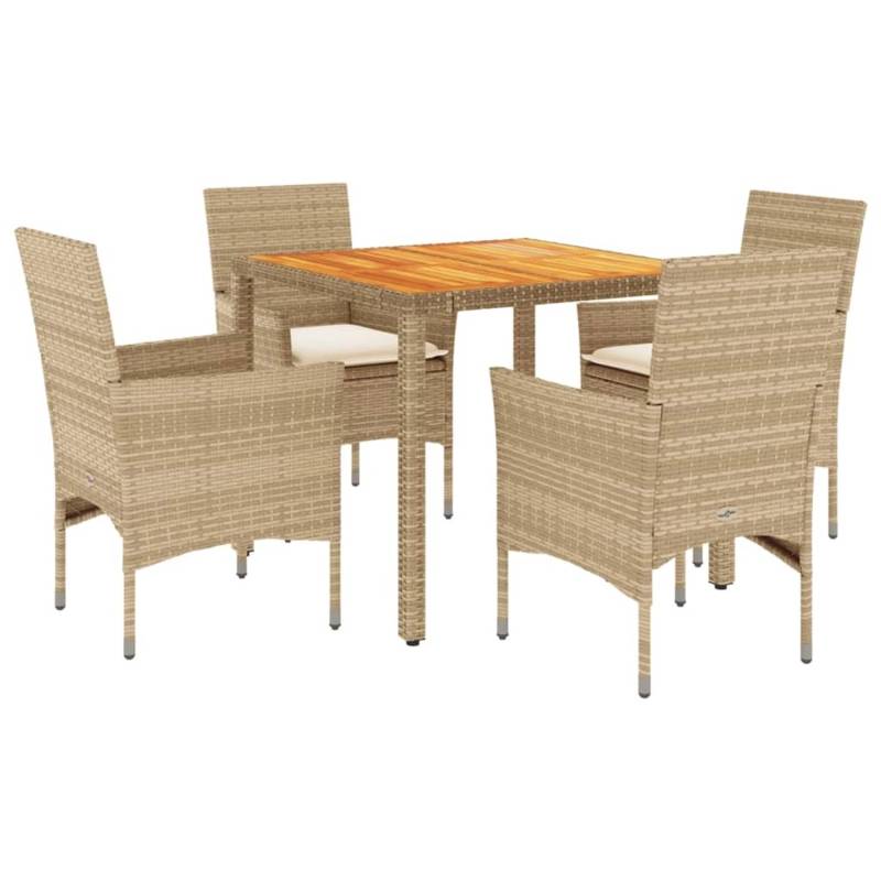 vidaXL 5-Tlg Garten-Essgruppe mit Kissen Beige Poly Rattan Akazie 3278682 vidaXL 5-Tlg Garten-Essgruppe mit Kissen Beige Poly Rattan Akazie 3278682 von VIDAXL