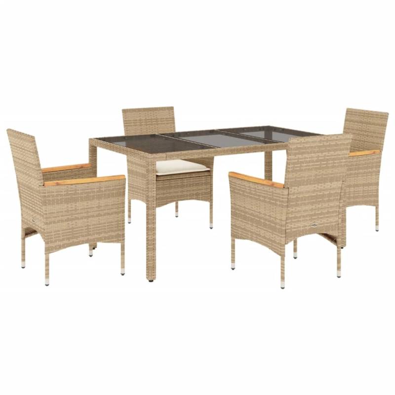 vidaXL 5-Tlg Garten-Essgruppe mit Kissen Beige Poly Rattan und Glas 3278659 vidaXL 5-Tlg Garten-Essgruppe mit Kissen Beige Poly Rattan und Glas 3278659 von VIDAXL