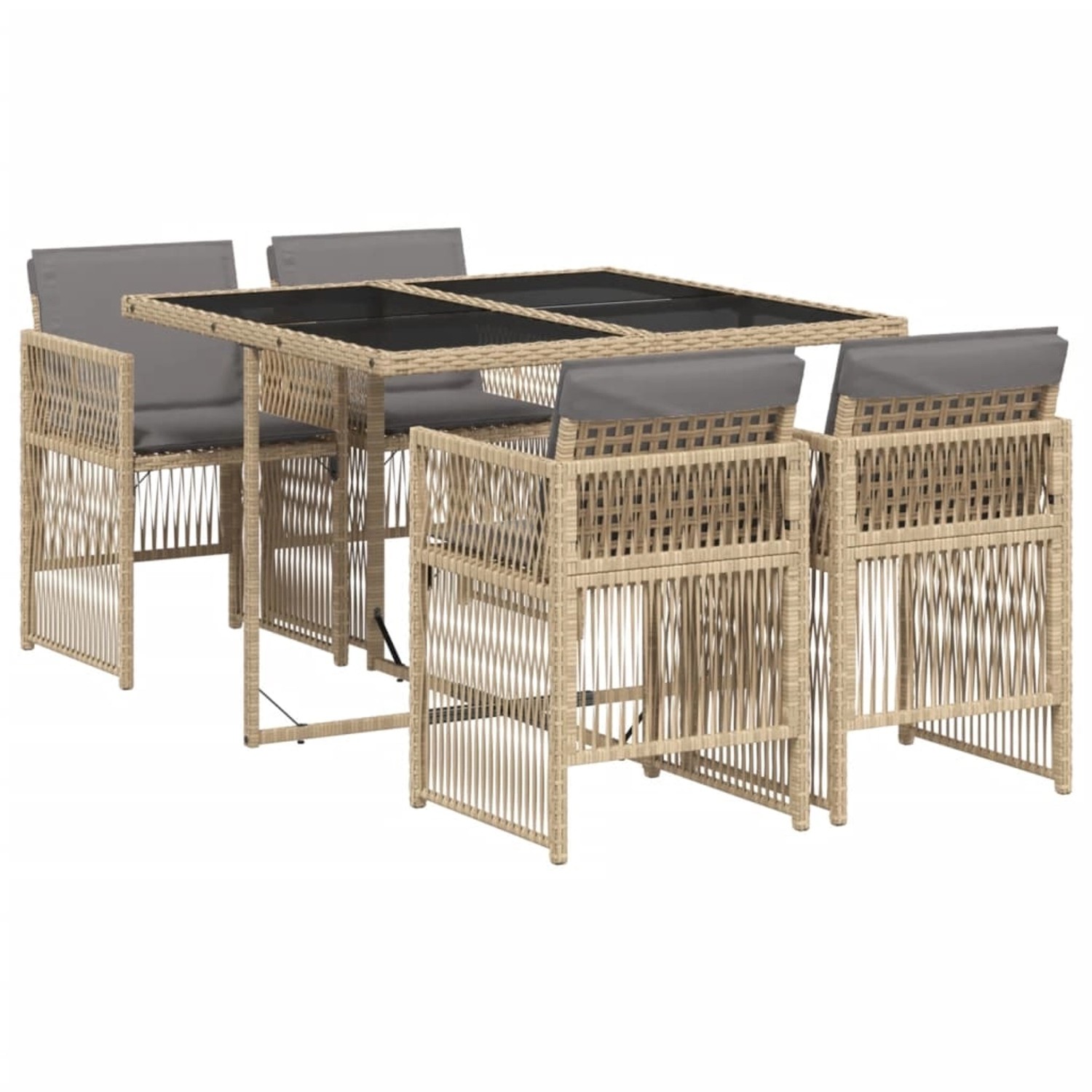 vidaXL 5-Tlg Garten-Essgruppe mit Kissen Beigemischung Poly Rattan 3210900 vidaXL 5-Tlg Garten-Essgruppe mit Kissen Beigemischung Poly Rattan 3210900 von VIDAXL