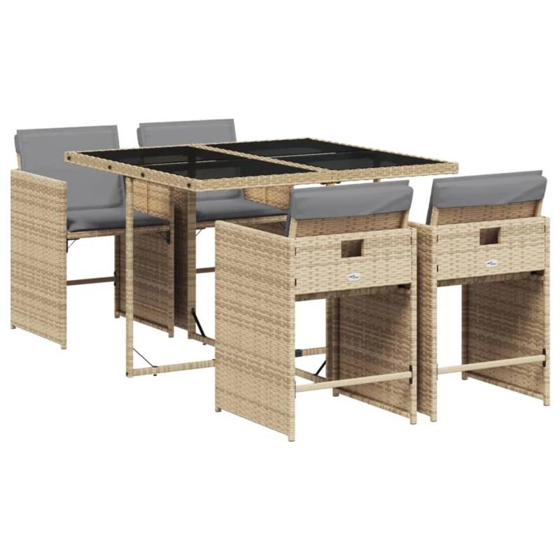 vidaXL 5-Tlg Garten-Essgruppe mit Kissen Beigemischung Poly Rattan 3211080 vidaXL 5-Tlg Garten-Essgruppe mit Kissen Beigemischung Poly Rattan 3211080 von VIDAXL