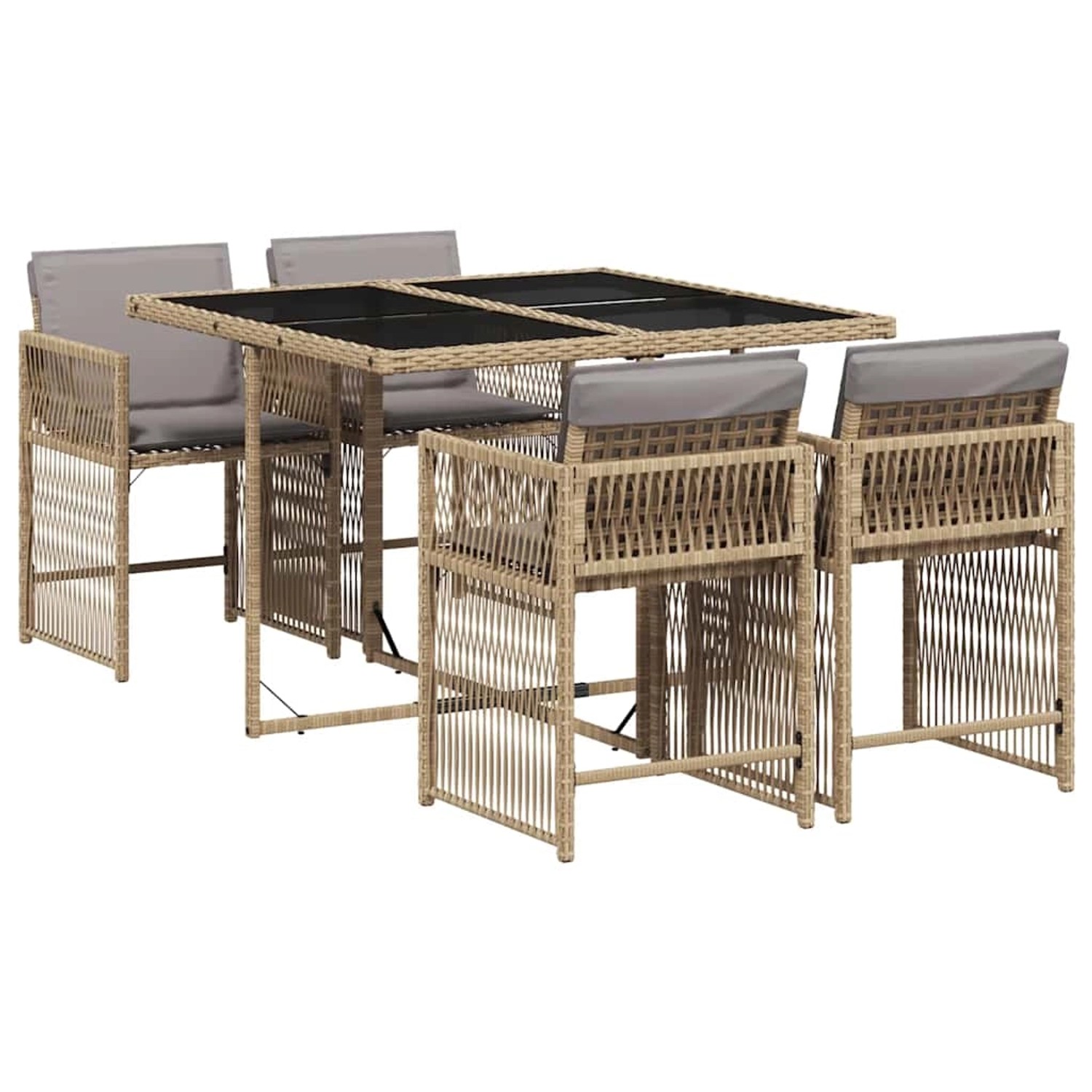 vidaXL 5-Tlg Garten-Essgruppe mit Kissen Beigemischung Poly Rattan 3211620 vidaXL 5-Tlg Garten-Essgruppe mit Kissen Beigemischung Poly Rattan 3211620 von VIDAXL