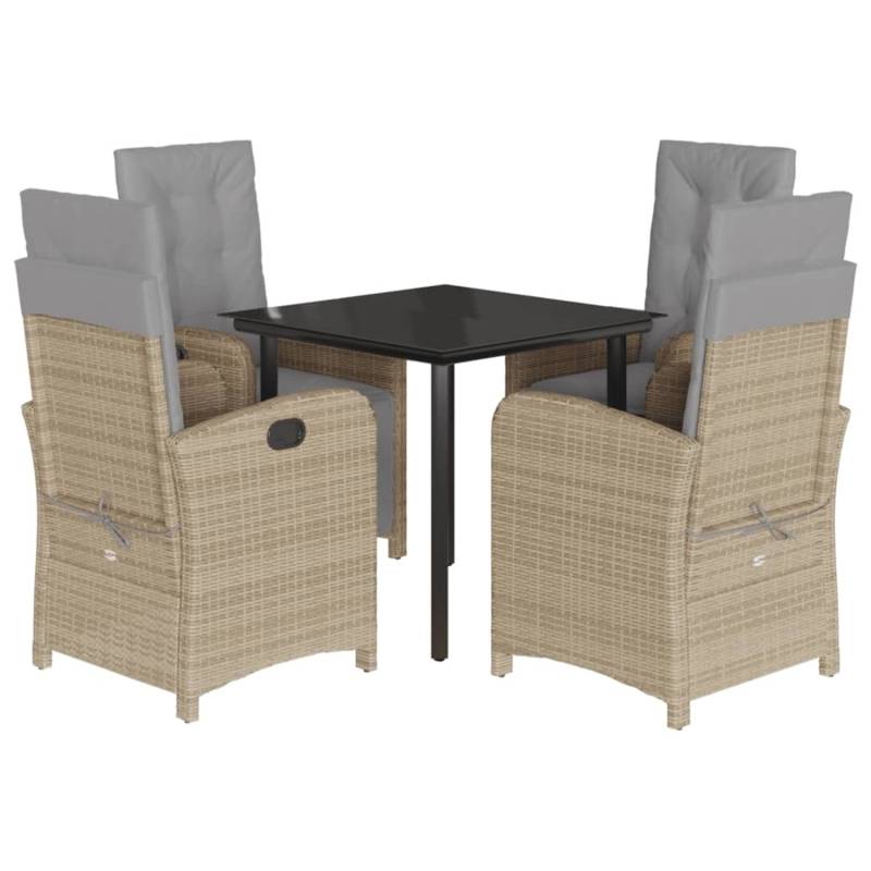 vidaXL 5-Tlg Garten-Essgruppe mit Kissen Beigemischung Poly Rattan 3212402 von VIDAXL