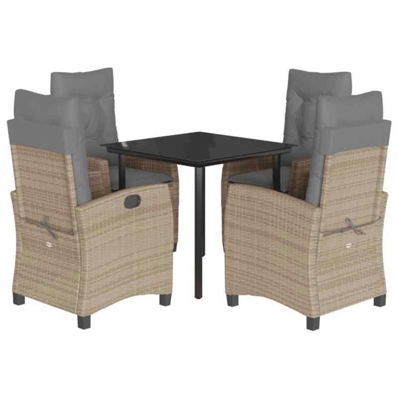 vidaXL 5-Tlg Garten-Essgruppe mit Kissen Beigemischung Poly Rattan 3212833 von VIDAXL