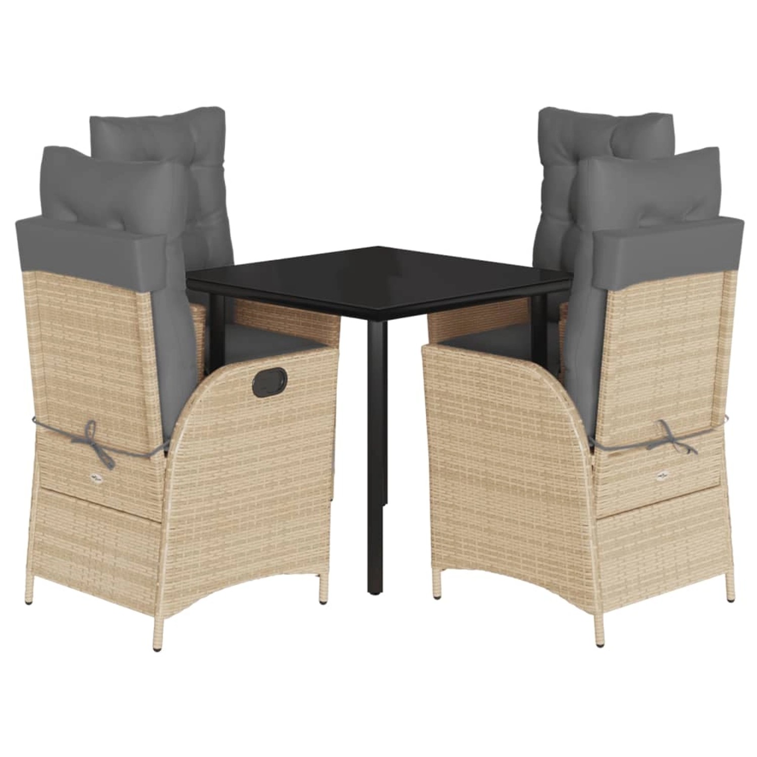 vidaXL 5-Tlg Garten-Essgruppe mit Kissen Beigemischung Poly Rattan 3213456 von VIDAXL