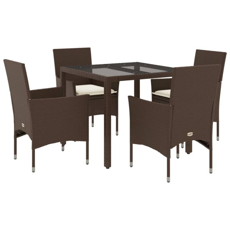 vidaXL 5-Tlg Garten-Essgruppe mit Kissen Braun Poly Rattan Glas 3278550 vidaXL 5-Tlg Garten-Essgruppe mit Kissen Braun Poly Rattan Glas 3278550 von VIDAXL