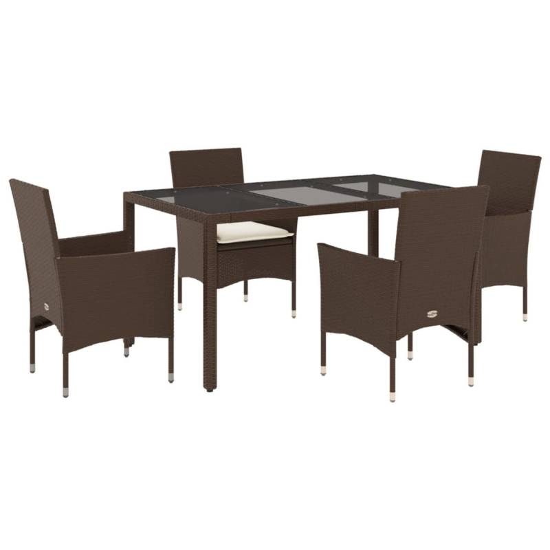 vidaXL 5-Tlg Garten-Essgruppe mit Kissen Braun Poly Rattan Glas 3278551 vidaXL 5-Tlg Garten-Essgruppe mit Kissen Braun Poly Rattan Glas 3278551 von VIDAXL