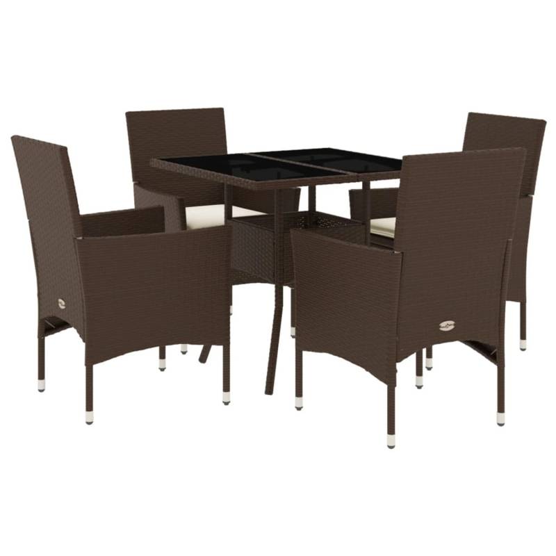 vidaXL 5-Tlg Garten-Essgruppe mit Kissen Braun Poly Rattan Glas 3278604 vidaXL 5-Tlg Garten-Essgruppe mit Kissen Braun Poly Rattan Glas 3278604 von VIDAXL