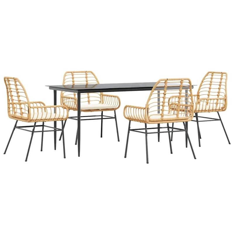 vidaXL 5-Tlg Garten-Essgruppe mit Kissen Braun Poly Rattan Glas 3334460 vidaXL 5-Tlg Garten-Essgruppe mit Kissen Braun Poly Rattan Glas 3334460 von VIDAXL