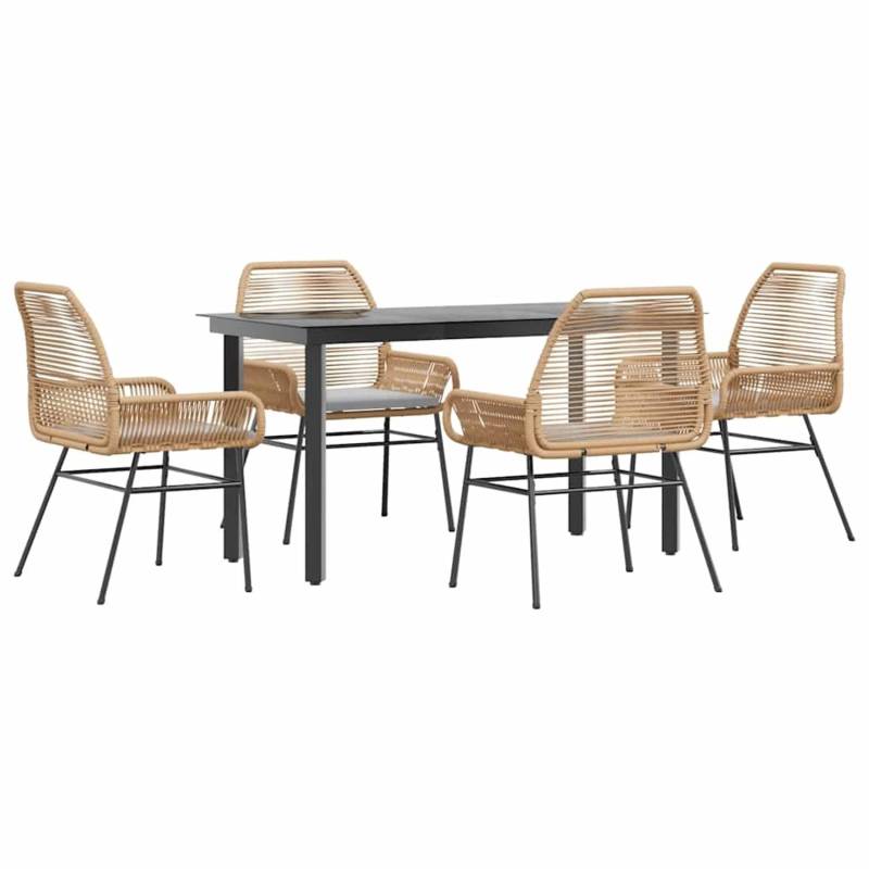 vidaXL 5-Tlg Garten-Essgruppe mit Kissen Braun Poly Rattan Glas 3334571 vidaXL 5-Tlg Garten-Essgruppe mit Kissen Braun Poly Rattan Glas 3334571 von VIDAXL