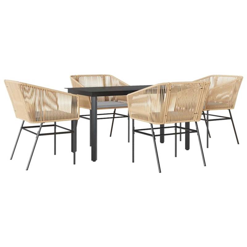 vidaXL 5-Tlg Garten-Essgruppe mit Kissen Braun Poly Rattan Glas 3334620 von VIDAXL