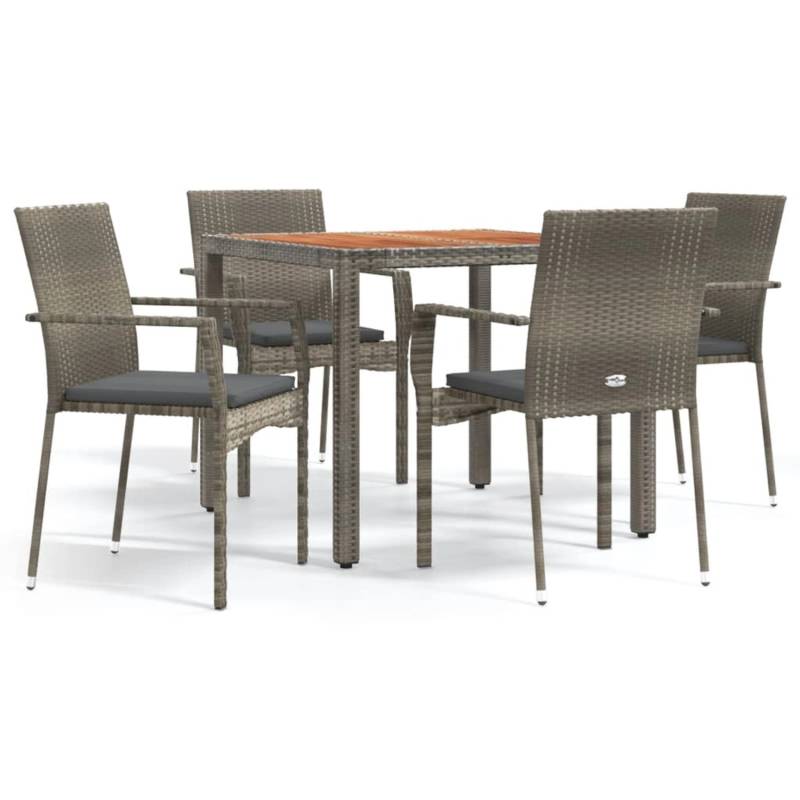 vidaXL 5-Tlg Garten-Essgruppe mit Kissen Grau Poly Rattan 3184994 vidaXL 5-Tlg Garten-Essgruppe mit Kissen Grau Poly Rattan 3184994 von VIDAXL