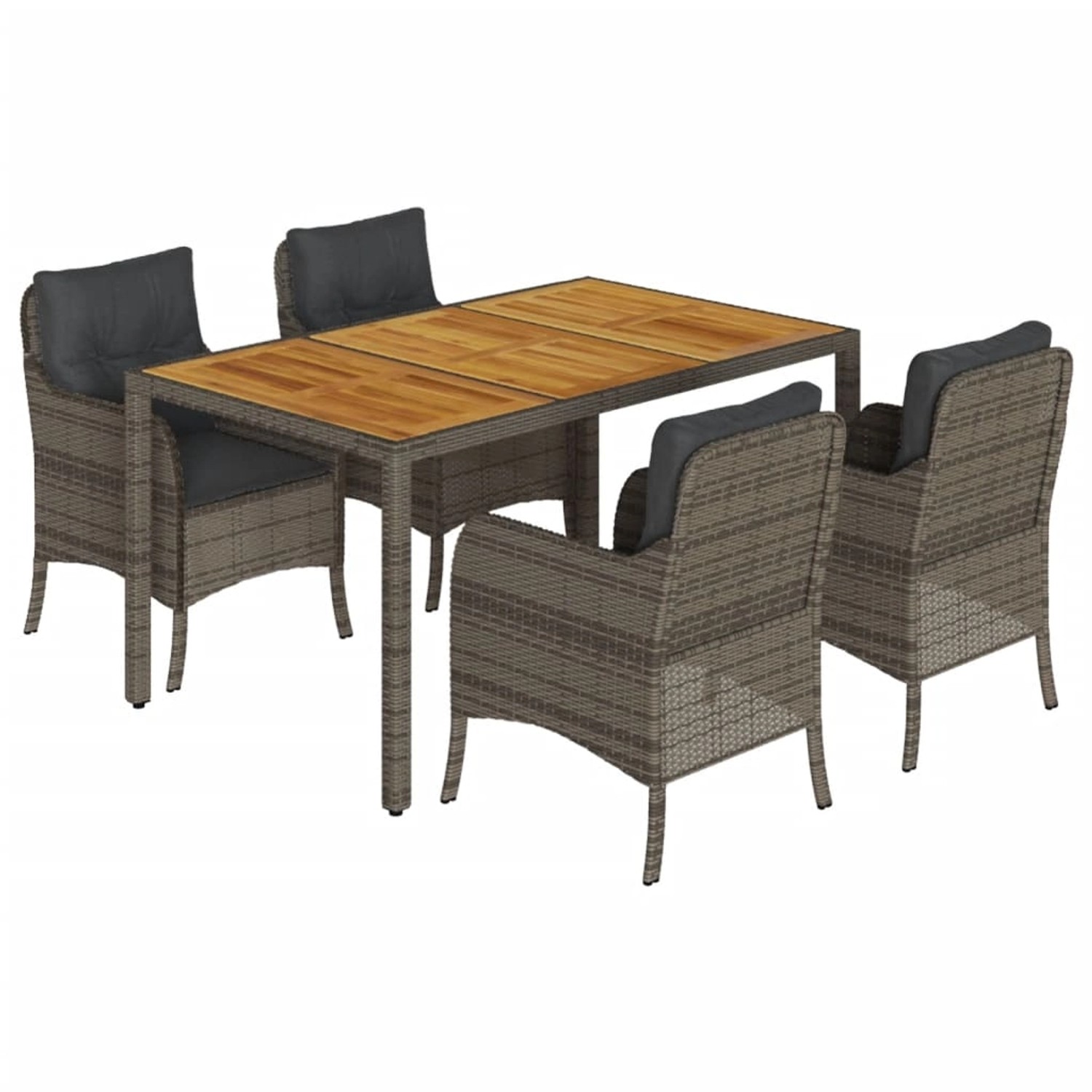vidaXL 5-Tlg Garten-Essgruppe mit Kissen Grau Poly Rattan 3211874 vidaXL 5-Tlg Garten-Essgruppe mit Kissen Grau Poly Rattan 3211874 von VIDAXL