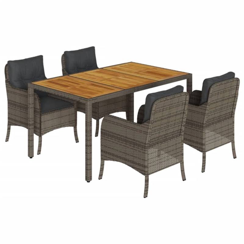 vidaXL 5-Tlg Garten-Essgruppe mit Kissen Grau Poly Rattan 3211874 vidaXL 5-Tlg Garten-Essgruppe mit Kissen Grau Poly Rattan 3211874 von VIDAXL