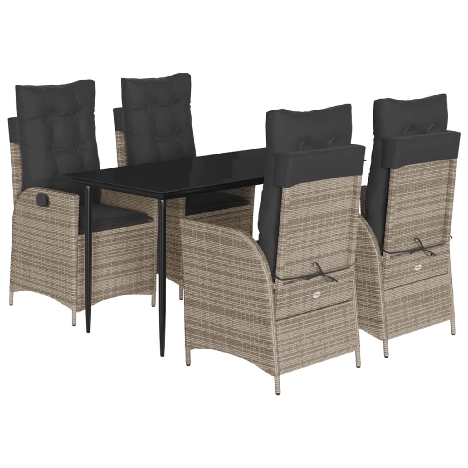 vidaXL 5-Tlg Garten-Essgruppe mit Kissen Grau Poly Rattan 3213217 vidaXL 5-Tlg Garten-Essgruppe mit Kissen Grau Poly Rattan 3213217 von VIDAXL