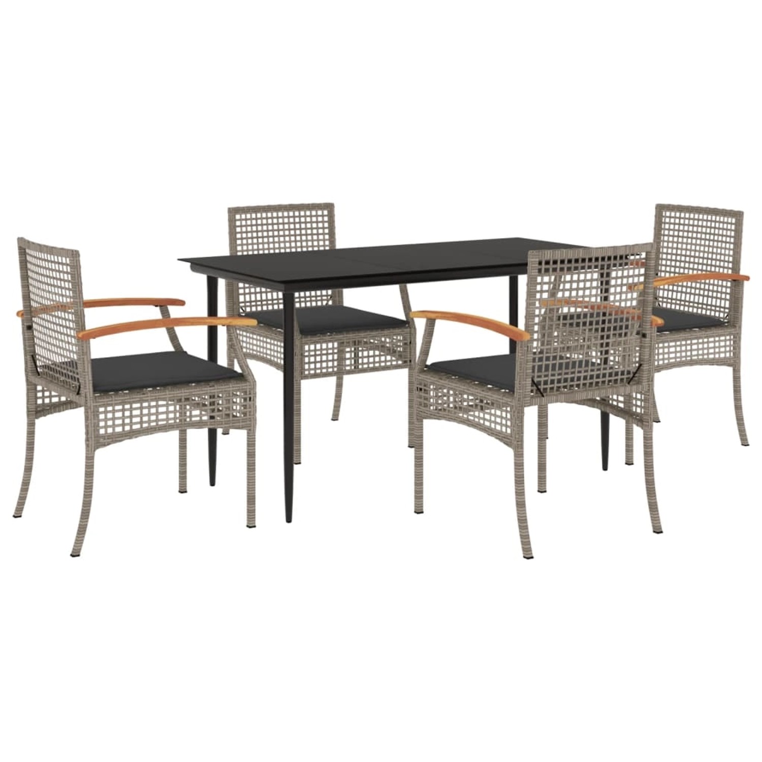 vidaXL 5-Tlg Garten-Essgruppe mit Kissen Grau Poly Rattan 3213612 vidaXL 5-Tlg Garten-Essgruppe mit Kissen Grau Poly Rattan 3213612 von VIDAXL