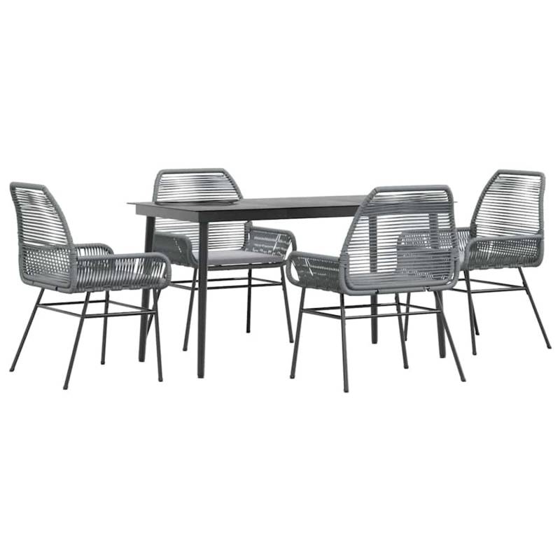 vidaXL 5-Tlg Garten-Essgruppe mit Kissen Grau Poly Rattan Glas 3334480 von VIDAXL