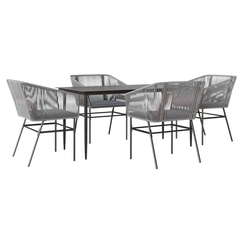 vidaXL 5-Tlg Garten-Essgruppe mit Kissen Grau Poly Rattan Glas 3334530 vidaXL 5-Tlg Garten-Essgruppe mit Kissen Grau Poly Rattan Glas 3334530 von VIDAXL