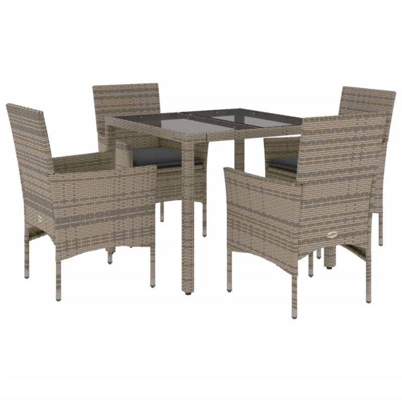 vidaXL 5-Tlg Garten-Essgruppe mit Kissen Grau Poly Rattan und Glas 3278556 vidaXL 5-Tlg Garten-Essgruppe mit Kissen Grau Poly Rattan und Glas 3278556 von VIDAXL