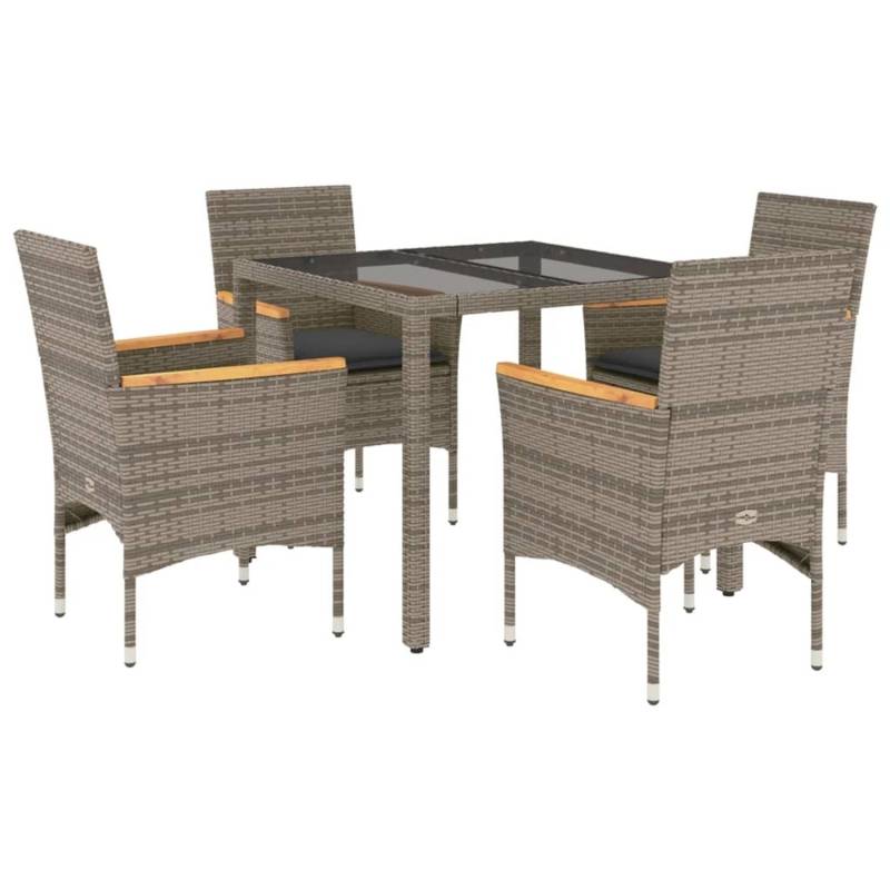 vidaXL 5-Tlg Garten-Essgruppe mit Kissen Grau Poly Rattan und Glas 3278652 vidaXL 5-Tlg Garten-Essgruppe mit Kissen Grau Poly Rattan und Glas 3278652 von VIDAXL