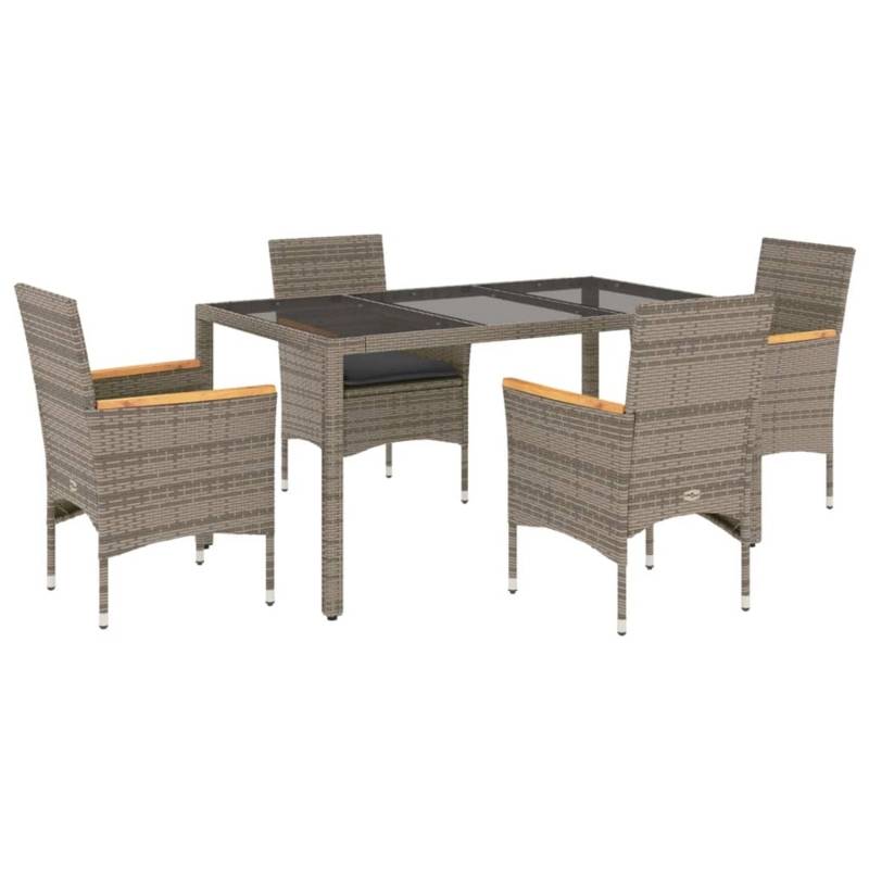 vidaXL 5-Tlg Garten-Essgruppe mit Kissen Grau Poly Rattan und Glas 3278653 vidaXL 5-Tlg Garten-Essgruppe mit Kissen Grau Poly Rattan und Glas 3278653 von VIDAXL