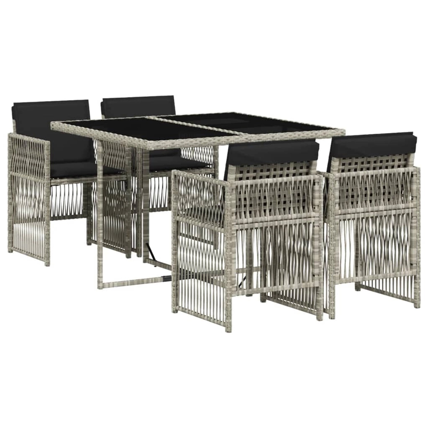 vidaXL 5-Tlg Garten-Essgruppe mit Kissen Hellgrau Poly Rattan 3210899 vidaXL 5-Tlg Garten-Essgruppe mit Kissen Hellgrau Poly Rattan 3210899 von VIDAXL