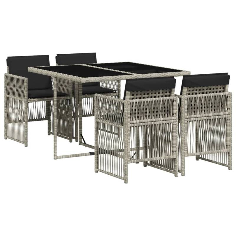 vidaXL 5-Tlg Garten-Essgruppe mit Kissen Hellgrau Poly Rattan 3210899 vidaXL 5-Tlg Garten-Essgruppe mit Kissen Hellgrau Poly Rattan 3210899 von VIDAXL