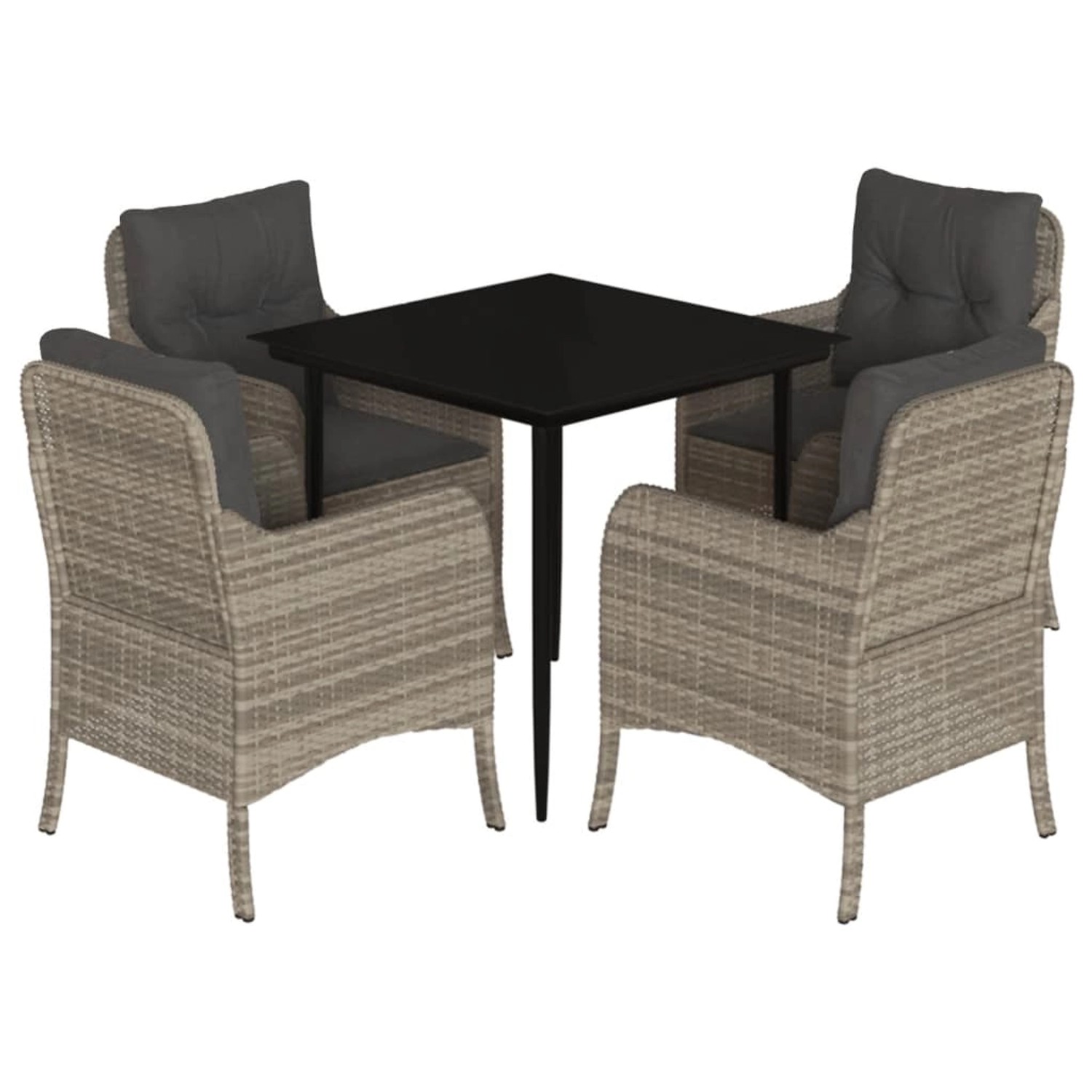 vidaXL 5-Tlg Garten-Essgruppe mit Kissen Hellgrau Poly Rattan 3211991 von VIDAXL