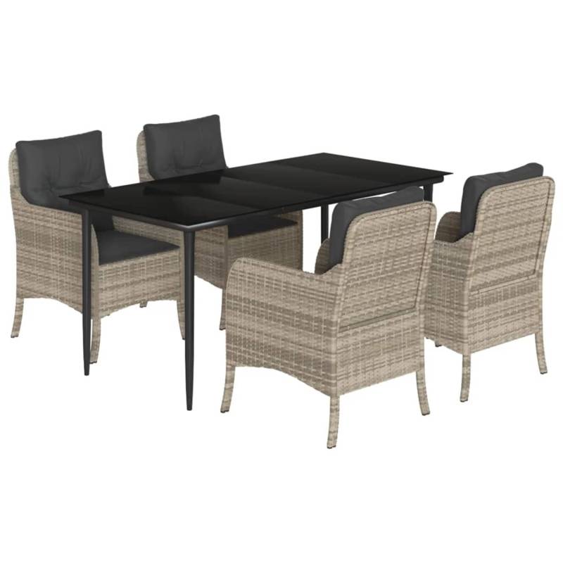 vidaXL 5-Tlg Garten-Essgruppe mit Kissen Hellgrau Poly Rattan 3211993 vidaXL 5-Tlg Garten-Essgruppe mit Kissen Hellgrau Poly Rattan 3211993 von VIDAXL