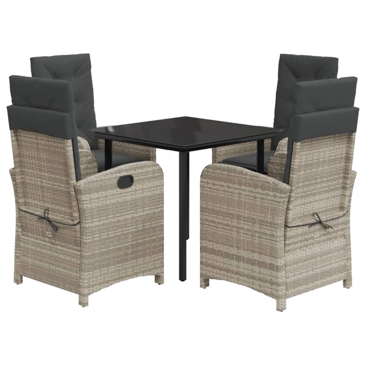 vidaXL 5-Tlg Garten-Essgruppe mit Kissen Hellgrau Poly Rattan 3212421 von VIDAXL