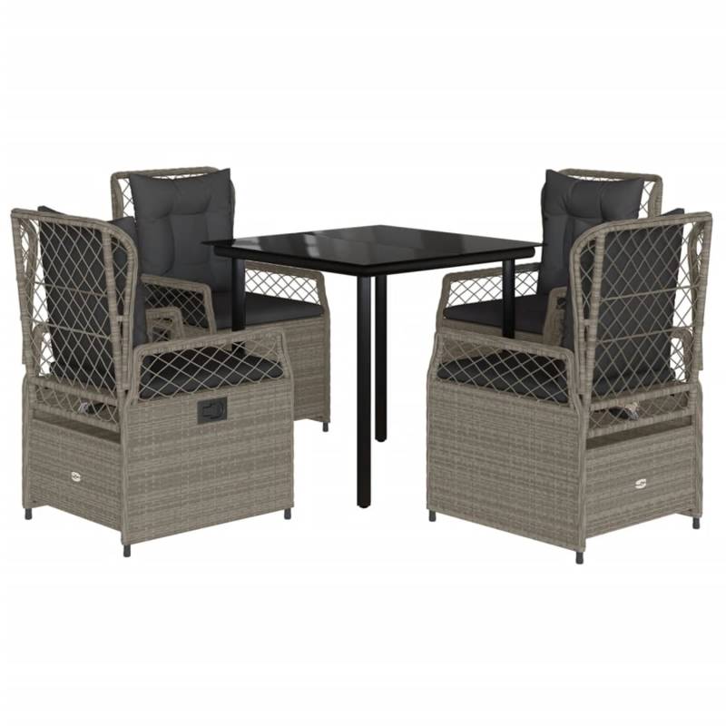 vidaXL 5-Tlg Garten-Essgruppe mit Kissen Hellgrau Poly Rattan 3263035 von VIDAXL