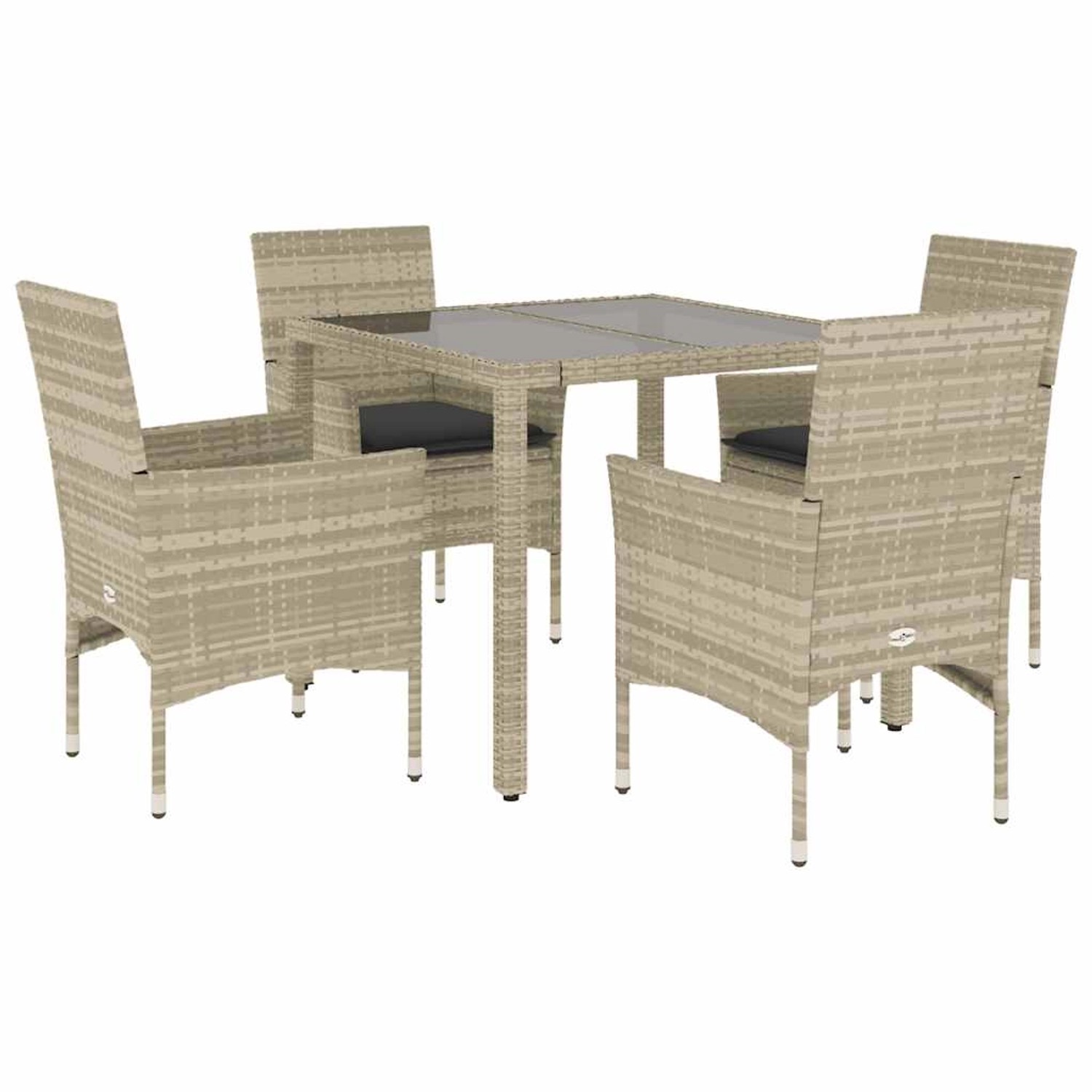 vidaXL 5-Tlg Garten-Essgruppe mit Kissen Hellgrau Poly Rattan Glas 3278574 vidaXL 5-Tlg Garten-Essgruppe mit Kissen Hellgrau Poly Rattan Glas 3278574 von VIDAXL