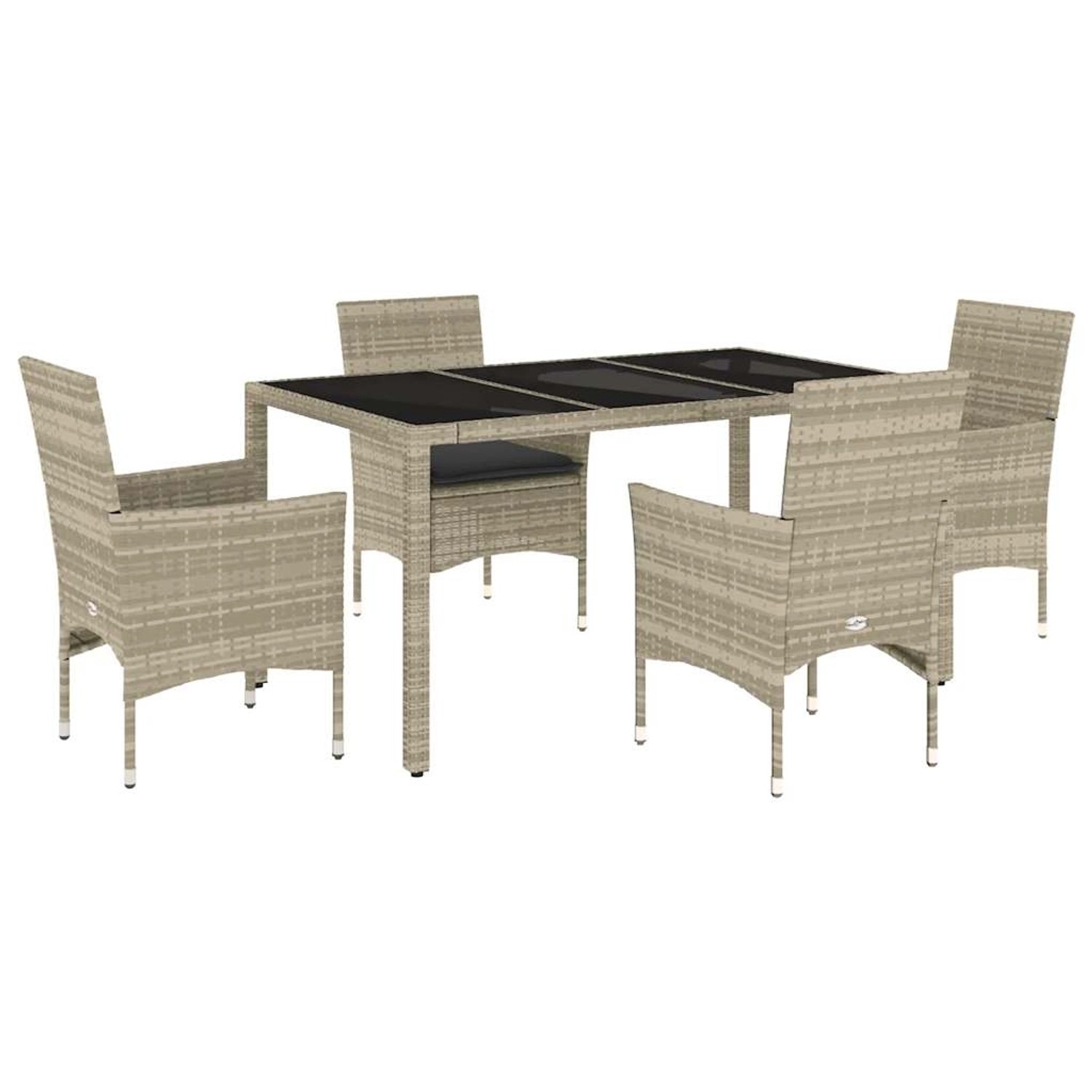 vidaXL 5-Tlg Garten-Essgruppe mit Kissen Hellgrau Poly Rattan Glas 3278575 vidaXL 5-Tlg Garten-Essgruppe mit Kissen Hellgrau Poly Rattan Glas 3278575 von VIDAXL