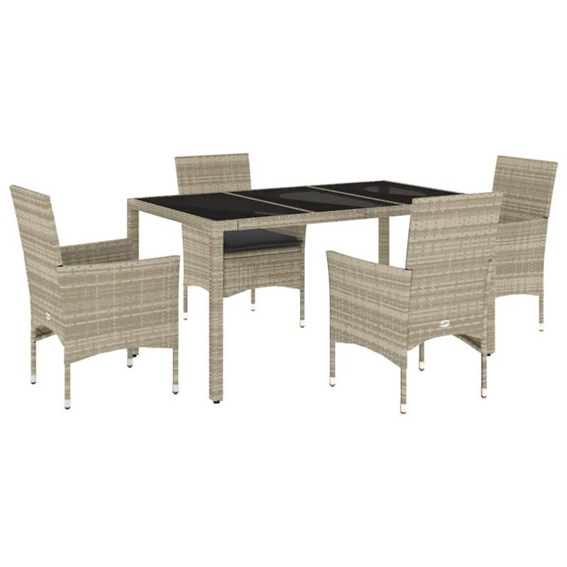 vidaXL 5-Tlg Garten-Essgruppe mit Kissen Hellgrau Poly Rattan Glas 3278575 vidaXL 5-Tlg Garten-Essgruppe mit Kissen Hellgrau Poly Rattan Glas 3278575 von VIDAXL
