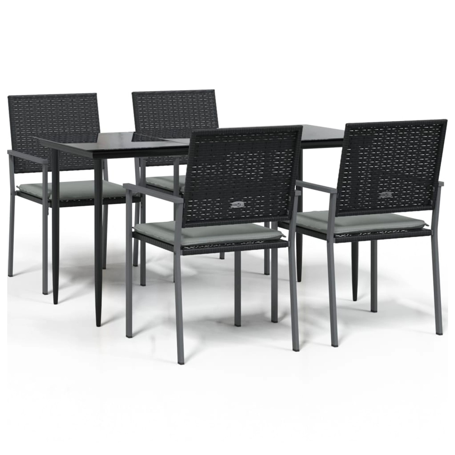 vidaXL 5-Tlg Garten-Essgruppe mit Kissen Poly Rattan und Stahl 3187005 von VIDAXL