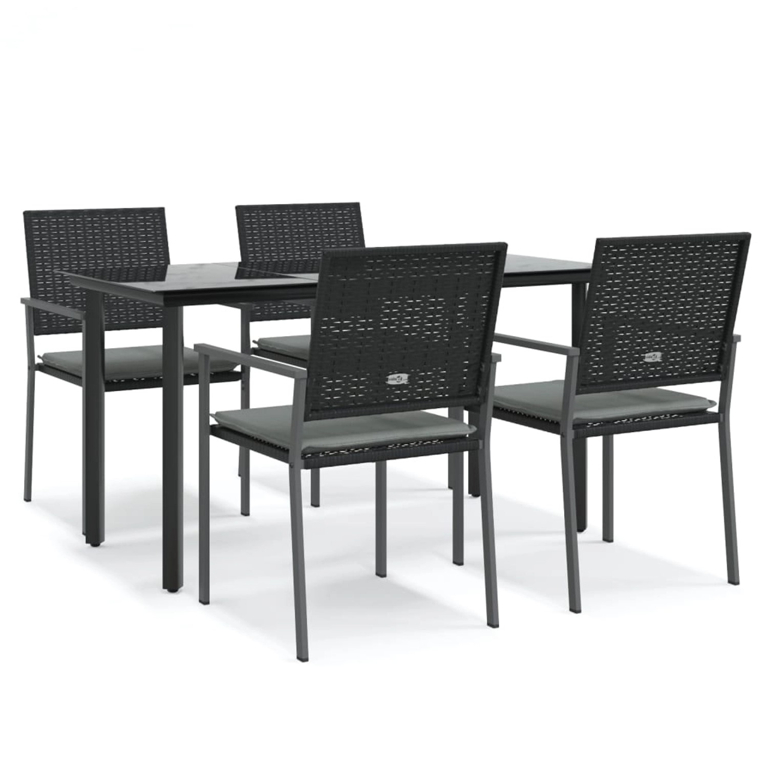 vidaXL 5-Tlg Garten-Essgruppe mit Kissen Poly Rattan und Stahl 3187021 von VIDAXL