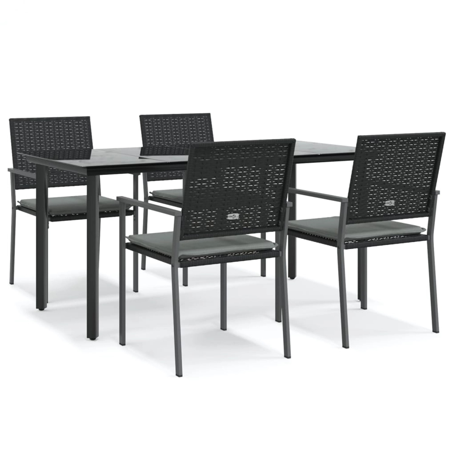 vidaXL 5-Tlg Garten-Essgruppe mit Kissen Poly Rattan und Stahl 3187025 von VIDAXL