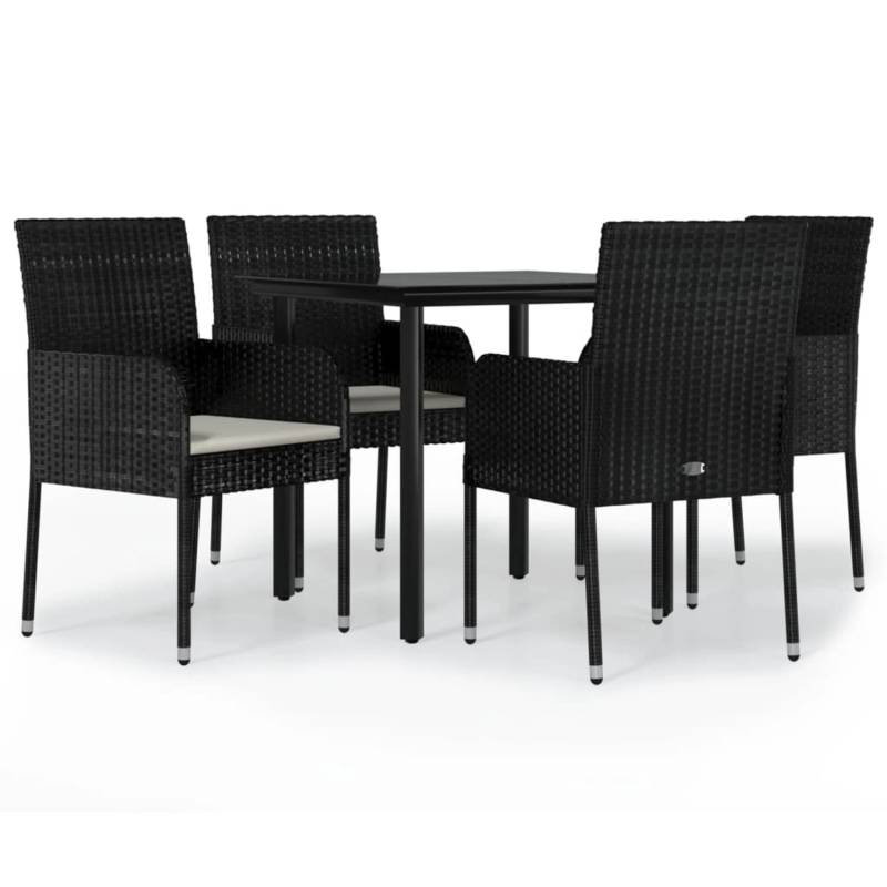 vidaXL 5-Tlg Garten-Essgruppe mit Kissen Schwarz Poly Rattan 3185156 vidaXL 5-Tlg Garten-Essgruppe mit Kissen Schwarz Poly Rattan 3185156 von VIDAXL