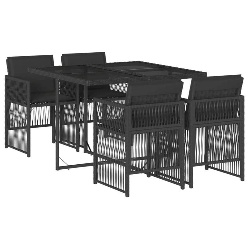 vidaXL 5-Tlg Garten-Essgruppe mit Kissen Schwarz Poly Rattan 3210895 vidaXL 5-Tlg Garten-Essgruppe mit Kissen Schwarz Poly Rattan 3210895 von VIDAXL