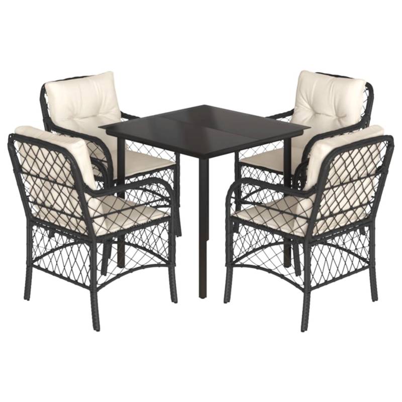 vidaXL 5-Tlg Garten-Essgruppe mit Kissen Schwarz Poly Rattan 3212090 von VIDAXL