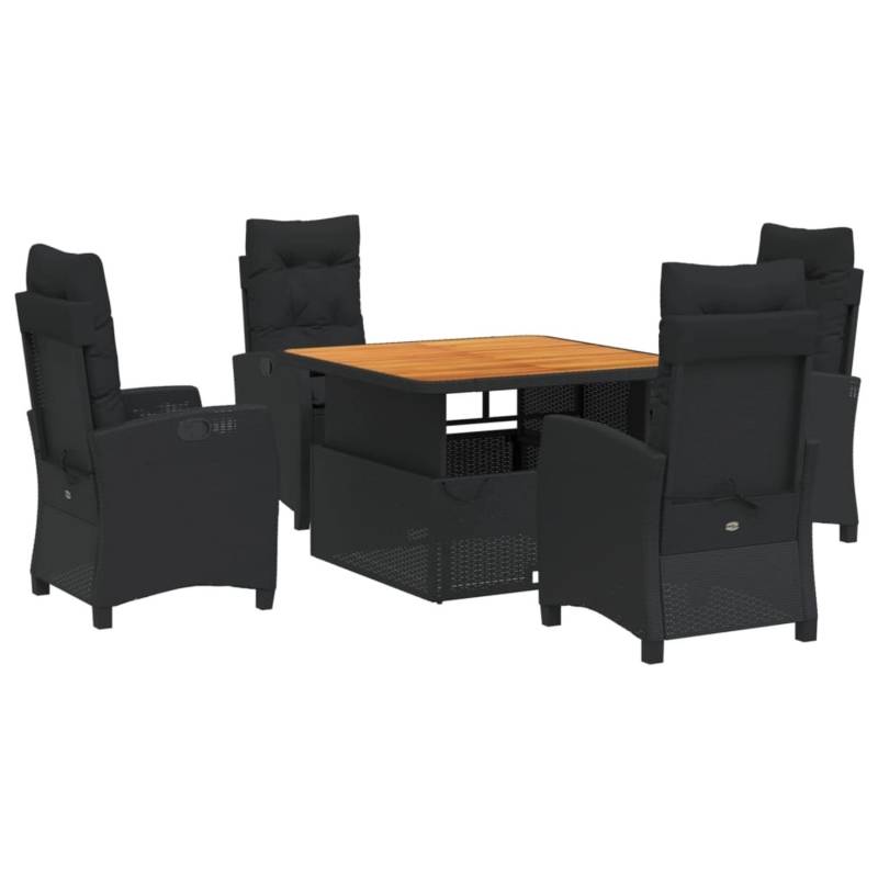 vidaXL 5-Tlg Garten-Essgruppe mit Kissen Schwarz Poly Rattan 3277389 von VIDAXL