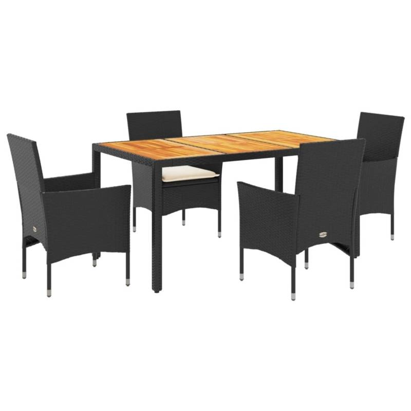vidaXL 5-Tlg Garten-Essgruppe mit Kissen Schwarz Poly Rattan Akazie 3278665 vidaXL 5-Tlg Garten-Essgruppe mit Kissen Schwarz Poly Rattan Akazie 3278665 von VIDAXL