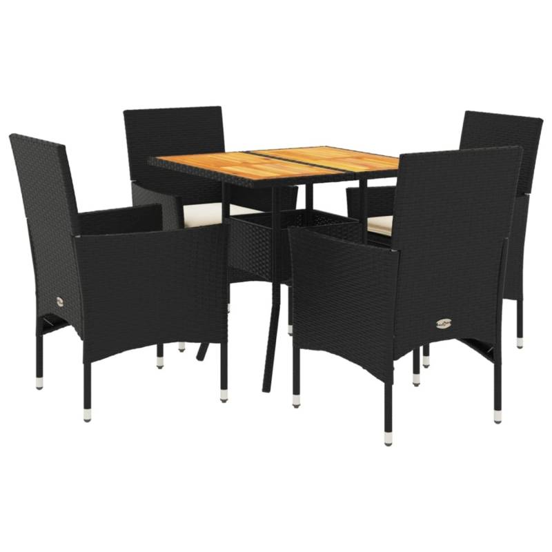 vidaXL 5-Tlg Garten-Essgruppe mit Kissen Schwarz Poly Rattan Akazie 3278710 vidaXL 5-Tlg Garten-Essgruppe mit Kissen Schwarz Poly Rattan Akazie 3278710 von VIDAXL
