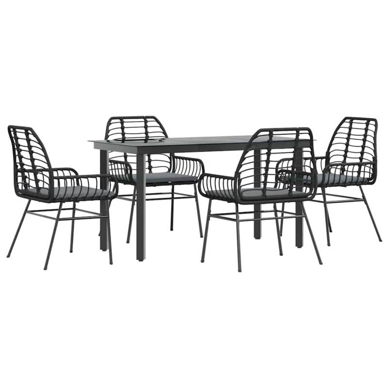 vidaXL 5-Tlg Garten-Essgruppe mit Kissen Schwarz Poly Rattan Glas 3334550 vidaXL 5-Tlg Garten-Essgruppe mit Kissen Schwarz Poly Rattan Glas 3334550 von VIDAXL