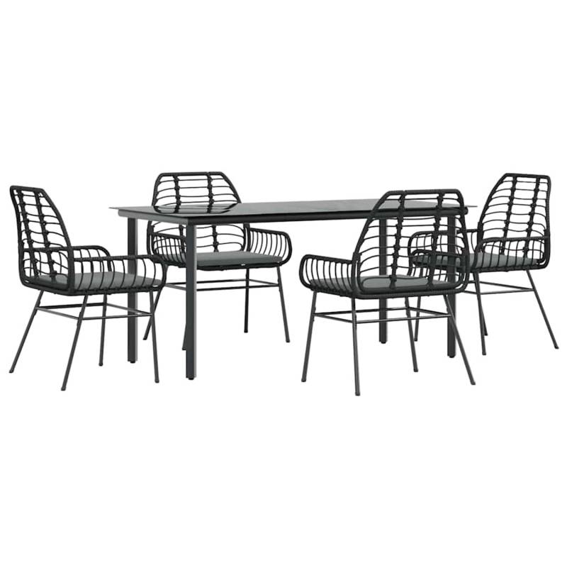 vidaXL 5-Tlg Garten-Essgruppe mit Kissen Schwarz Poly Rattan Glas 3334551 vidaXL 5-Tlg Garten-Essgruppe mit Kissen Schwarz Poly Rattan Glas 3334551 von VIDAXL