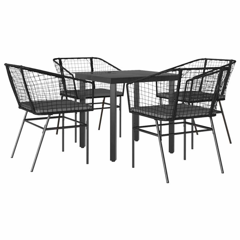 vidaXL 5-Tlg Garten-Essgruppe mit Kissen Schwarz Poly Rattan Glas 3334598 vidaXL 5-Tlg Garten-Essgruppe mit Kissen Schwarz Poly Rattan Glas 3334598 von VIDAXL