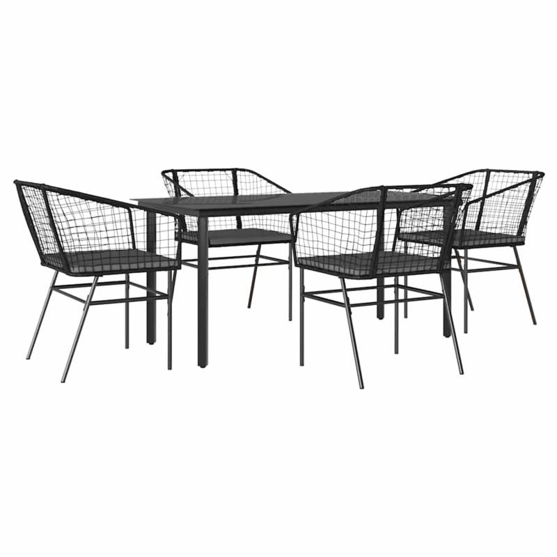 vidaXL 5-Tlg Garten-Essgruppe mit Kissen Schwarz Poly Rattan Glas 3334600 vidaXL 5-Tlg Garten-Essgruppe mit Kissen Schwarz Poly Rattan Glas 3334600 von VIDAXL